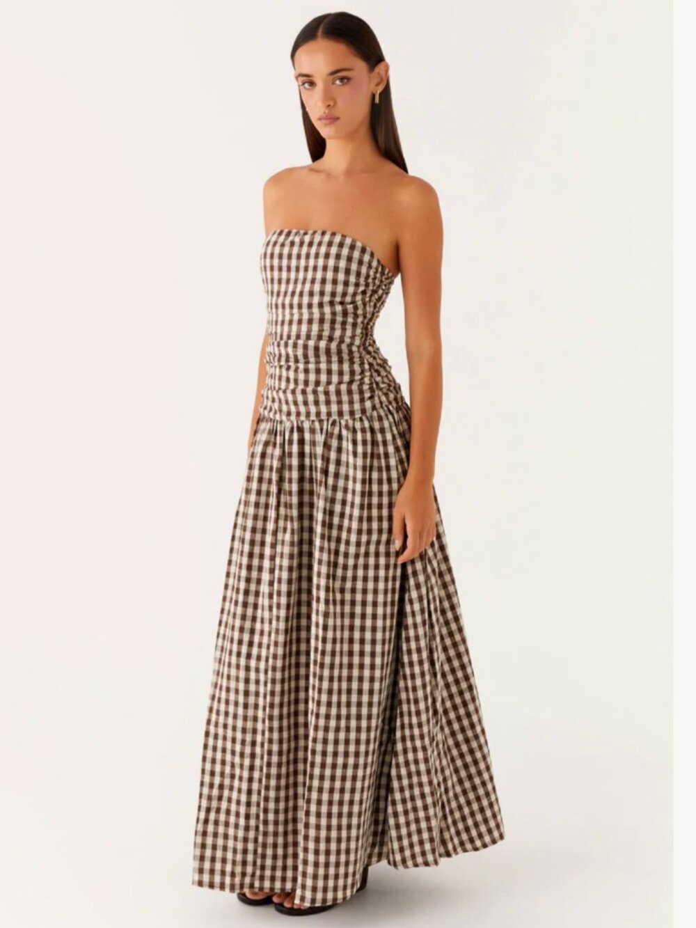 Peppermayo Carmel Maxi Dress in Brown Gingham